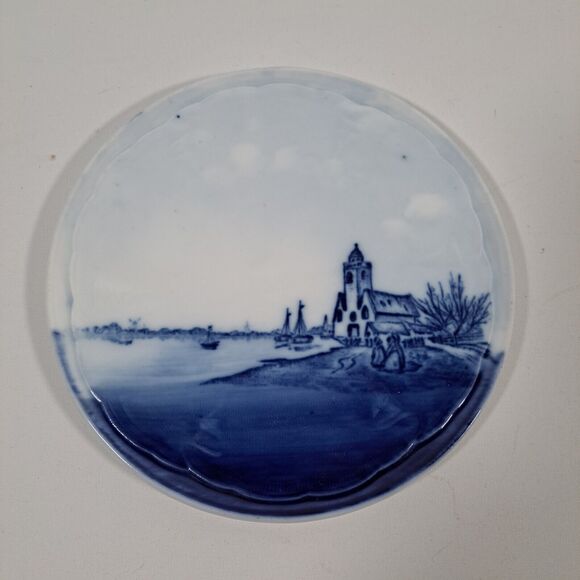 Rosenthal Other - VTG Rosenthal Bavaria Tea Tile Delft Germany Canal Scene Church Boats Round Blue